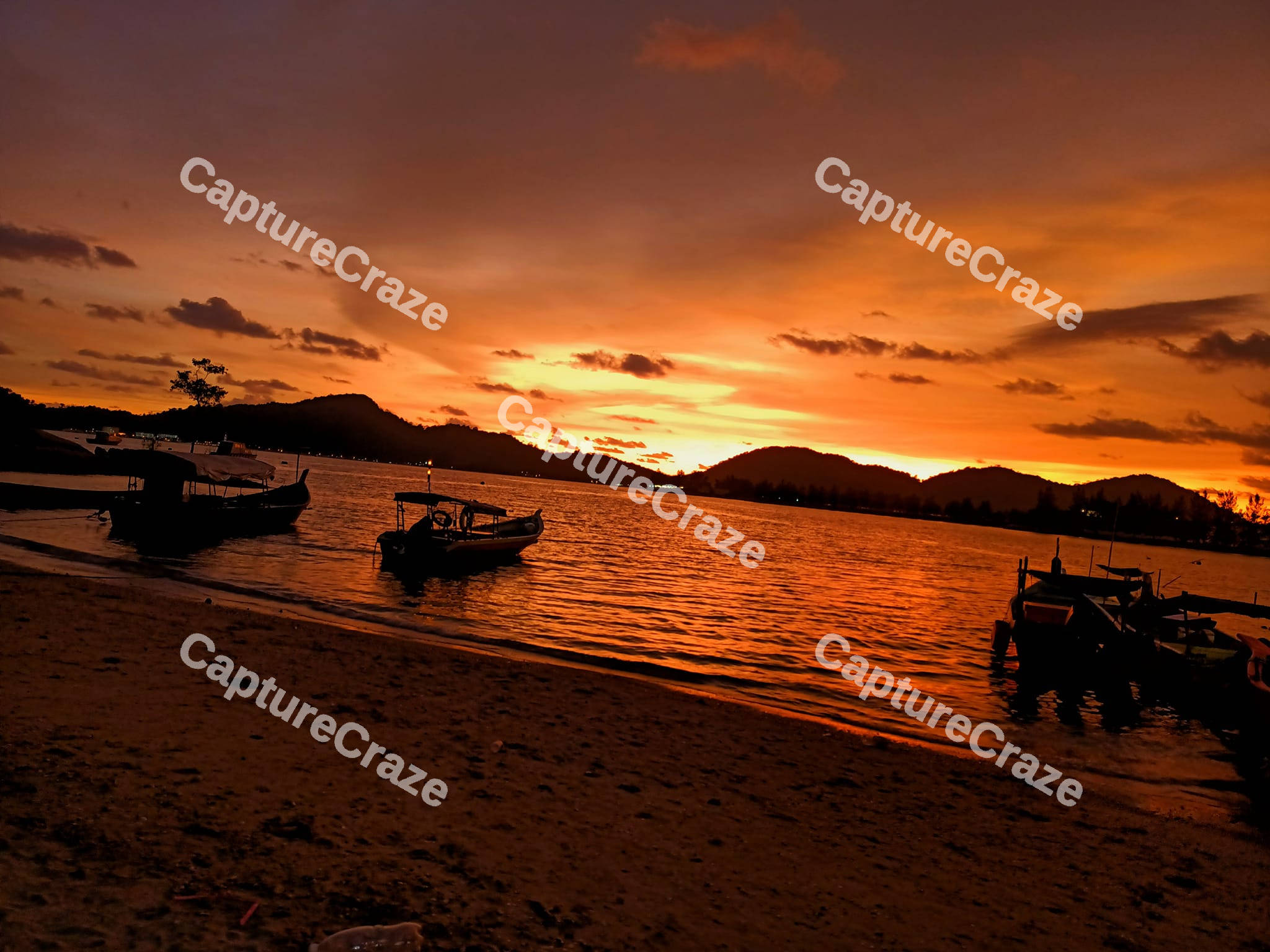 Wooden boats at Sunset